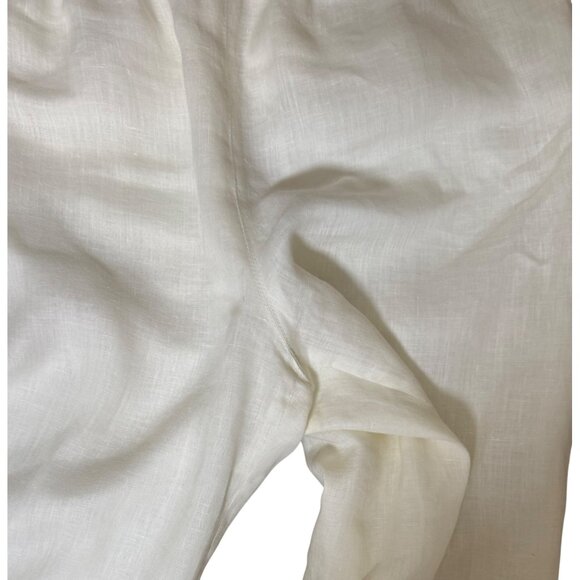 Armani Collezioni Womens White Linen Pants Size 12 Made In Italy Designer Quiet - Picture 2 of 6